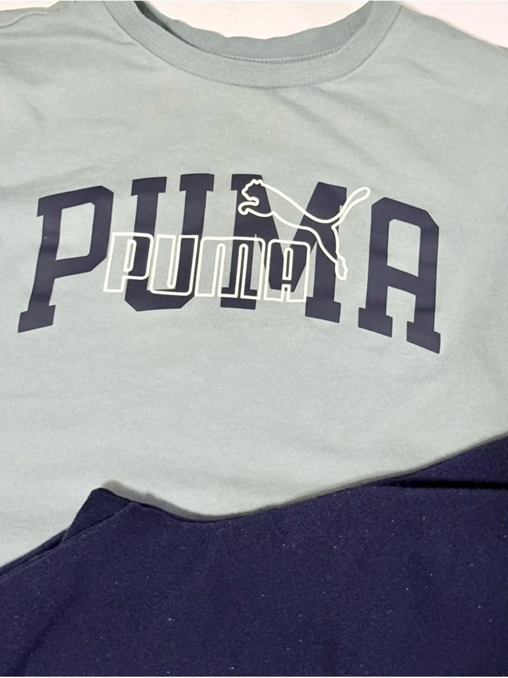 Puma Sage Green Tee with Navy Shorts Set - Picture 2 of 3